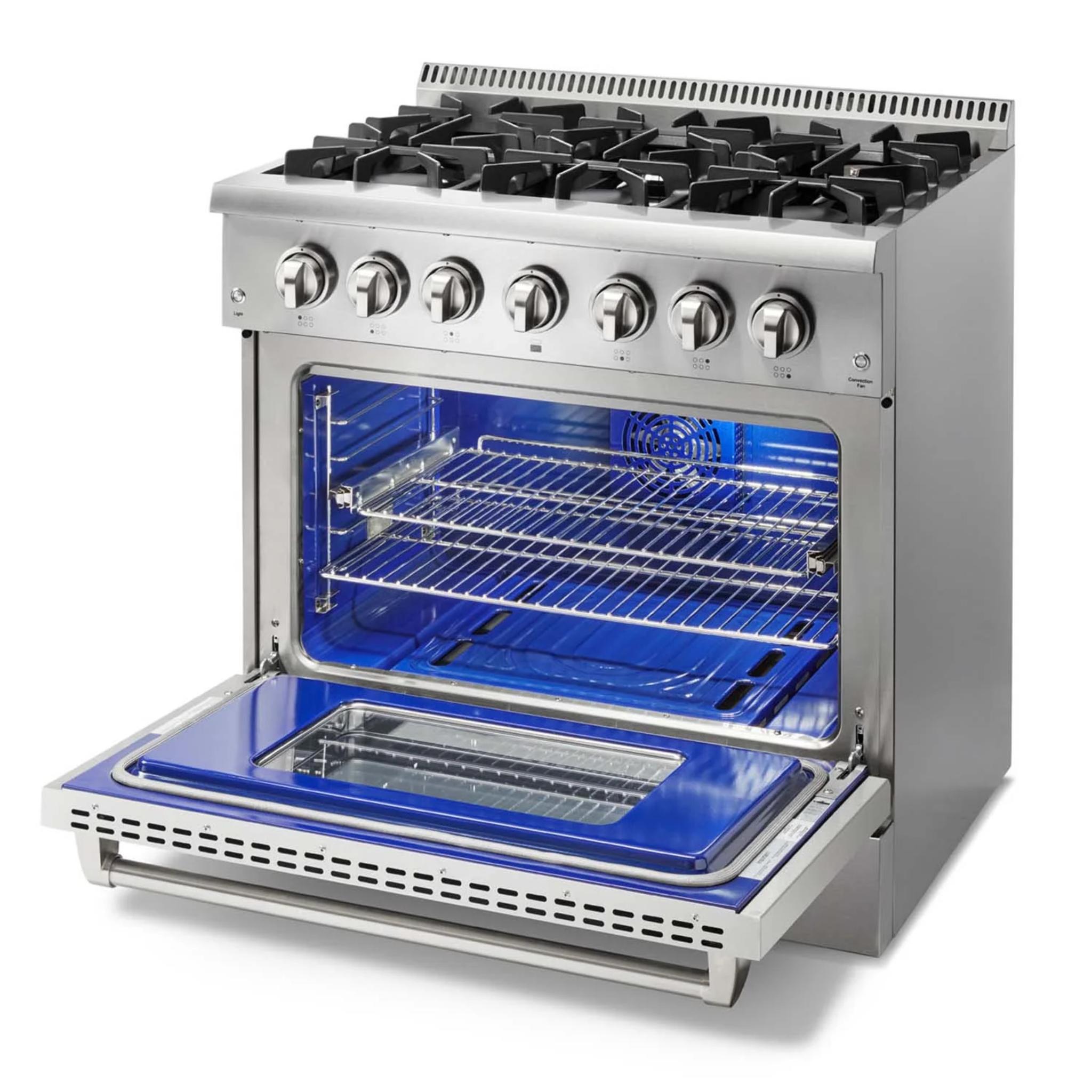 Thor Kitchen 36 Inch Professional Dual Fuel Gas Range in Stainless Steel