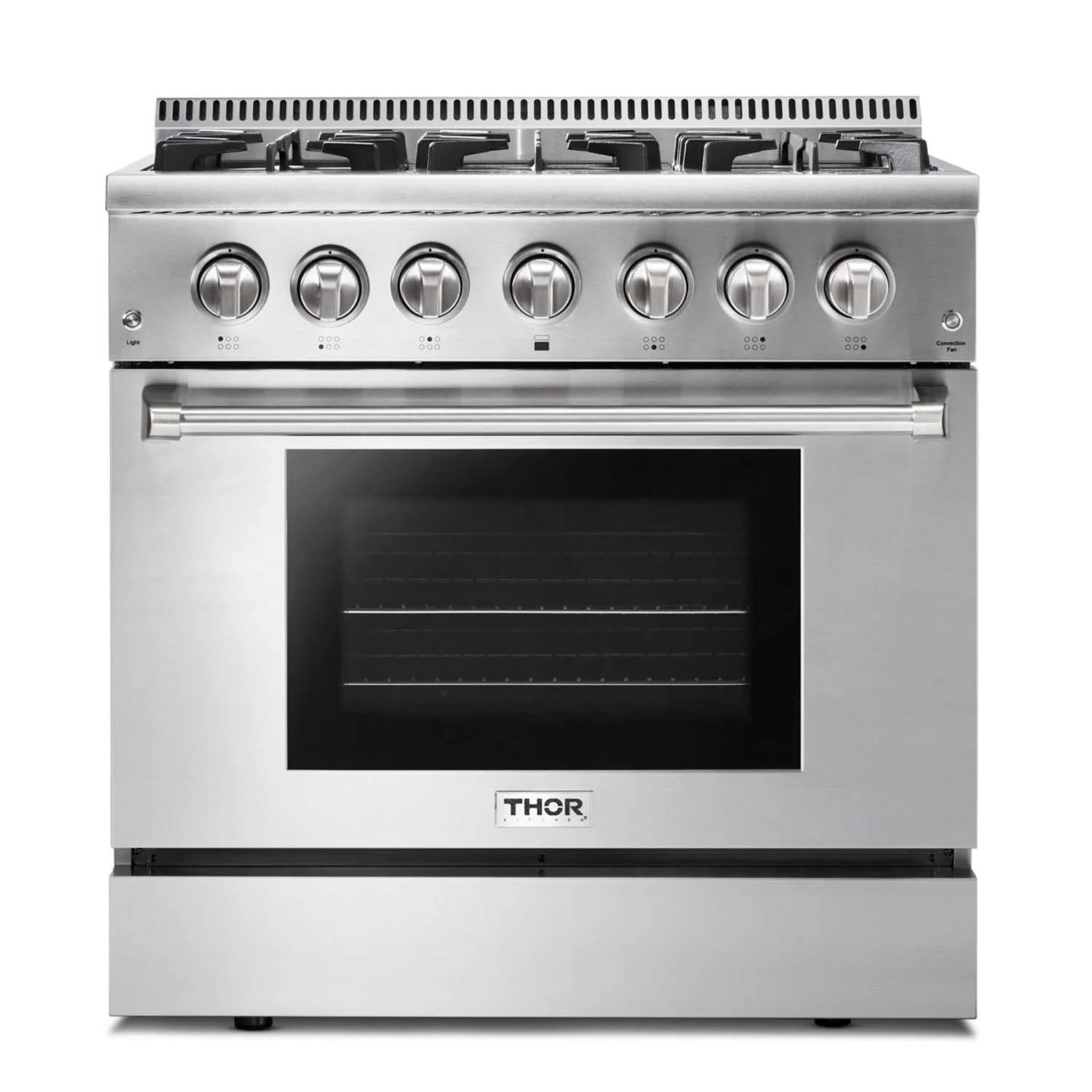 Thor Kitchen 36 Inch Professional Dual Fuel Gas Range in Stainless Steel