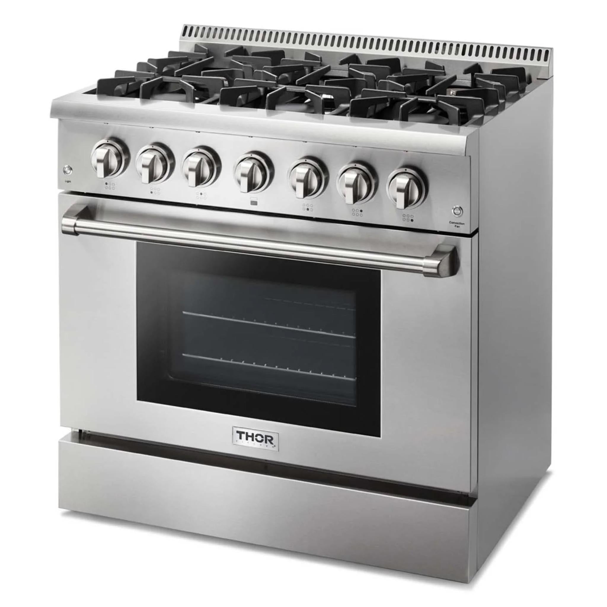 Thor Kitchen 36 Inch Professional Dual Fuel Gas Range in Stainless Steel